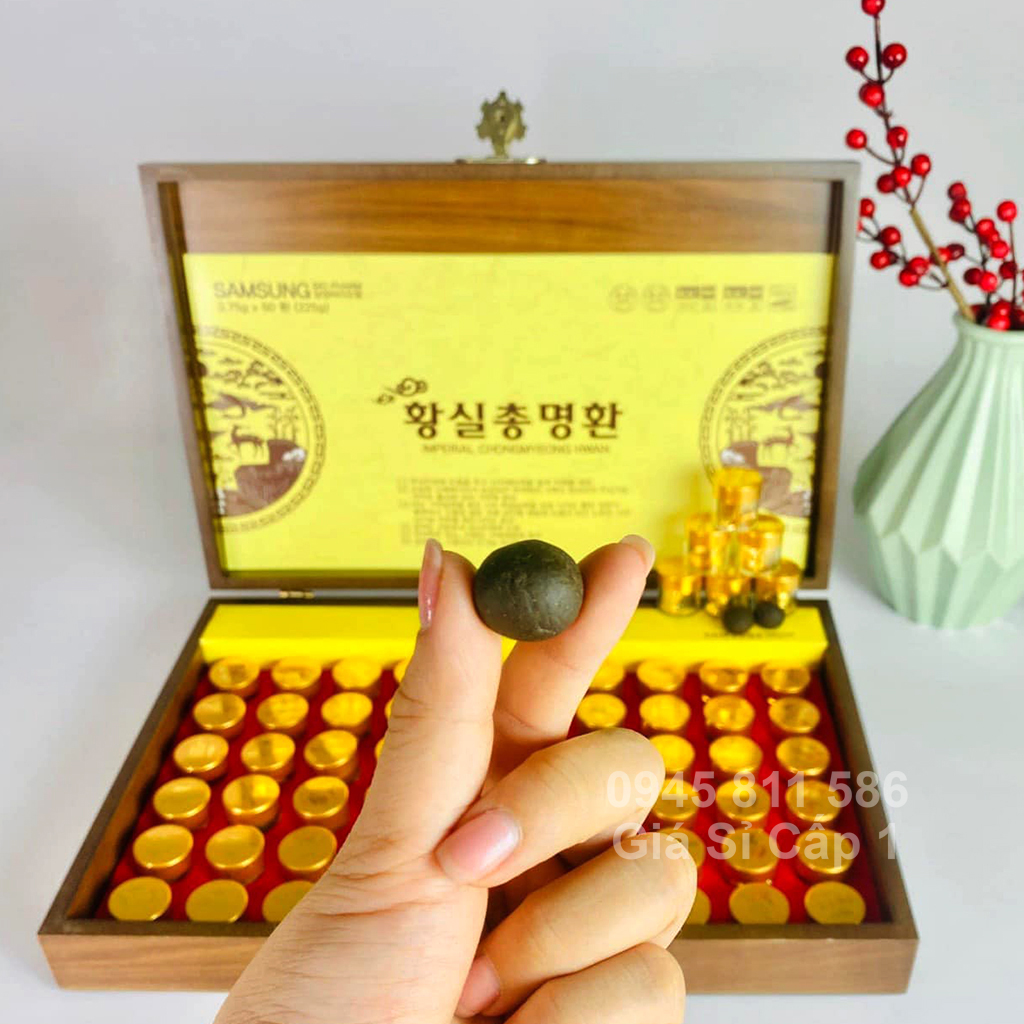 An Cung Hoạt Huyết Hoàng Gia Imperial Chongmyeong Hwan 60 viên x 3,75g An Cung Hoạt Huyết Hoàng Gia Hộp Gỗ 60 Viên Hàn Quốc - Bô? Na~o Thông Mạch 12